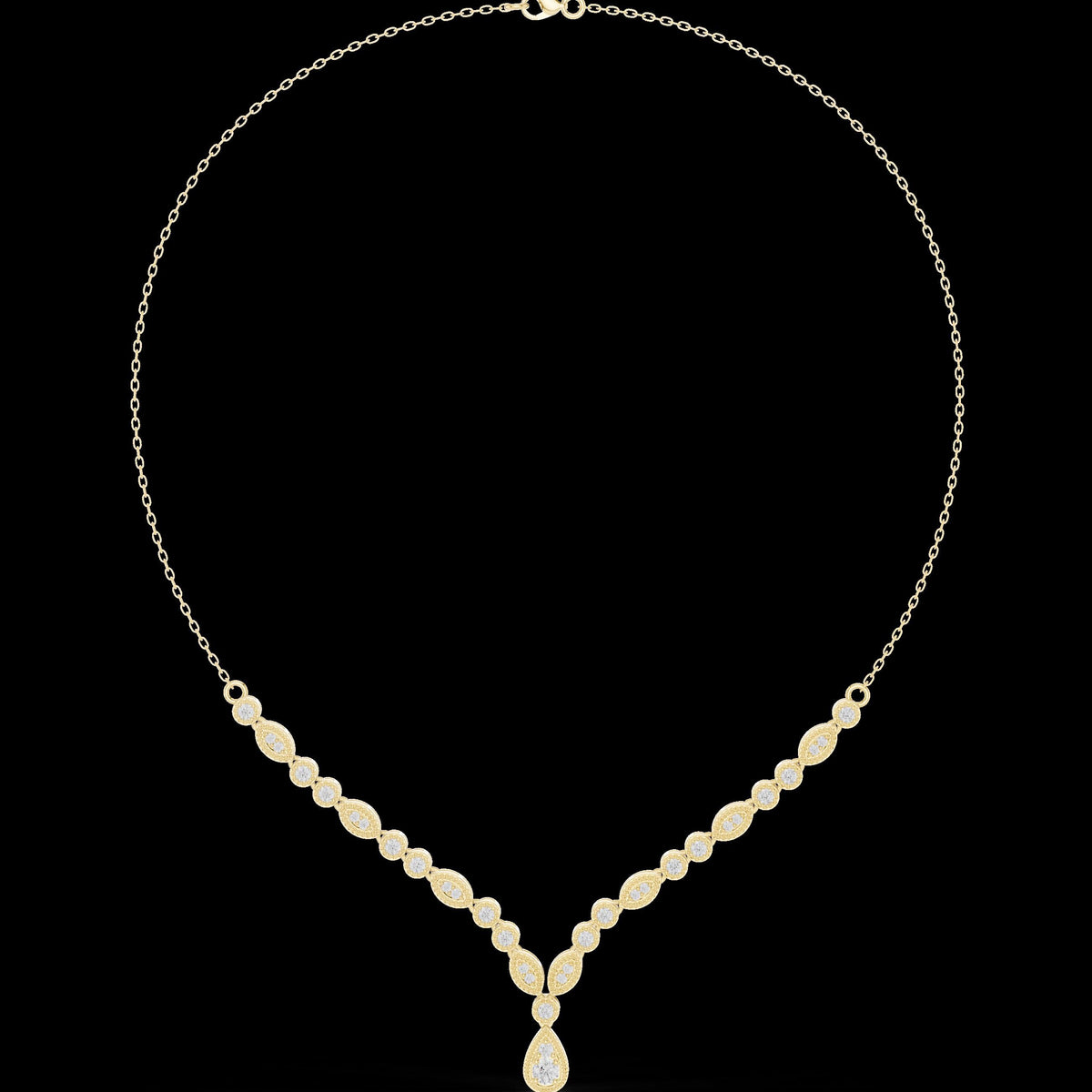Teardrop Pendant Necklace with Delicate Chain with Round Brilliant Cut