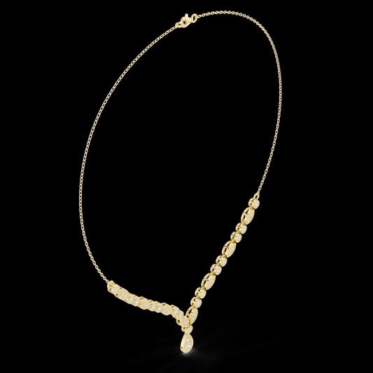 Teardrop Pendant Necklace with Delicate Chain with Round Brilliant Cut
