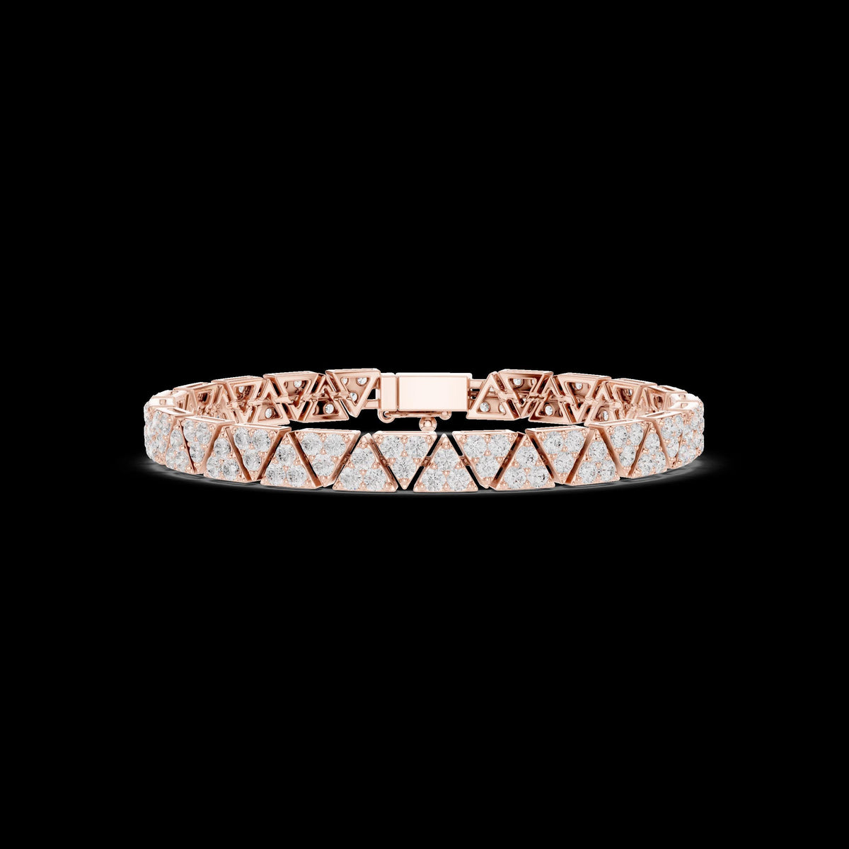 Solid Gold Triangular Link Bracelet Diamond Accent