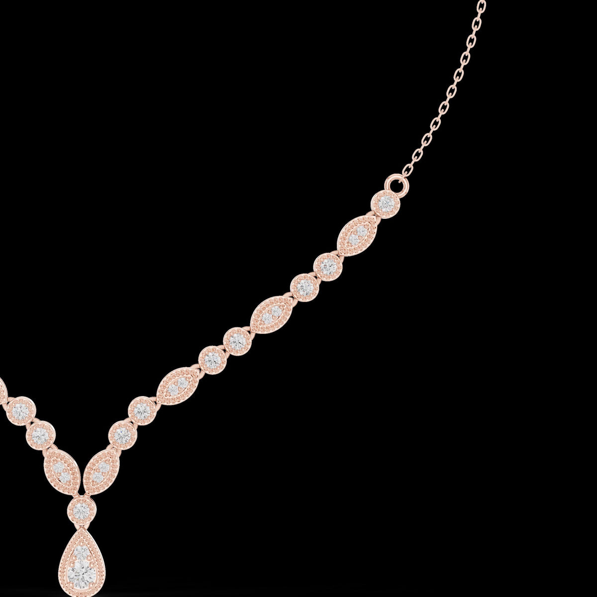 Teardrop Pendant Necklace with Delicate Chain with Round Brilliant Cut