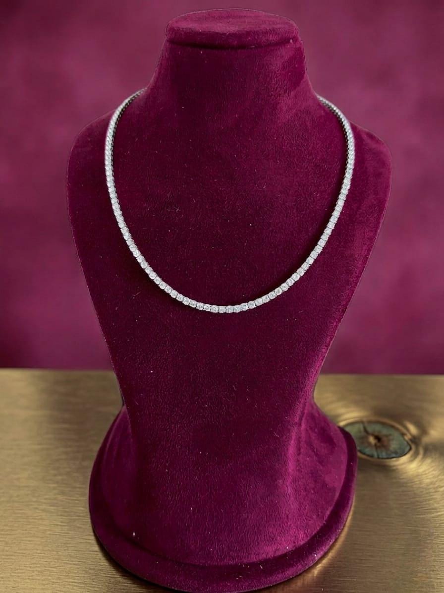 2.50 MM Size Lab Grown Diamond Tennis Necklace 14K Solid Gold