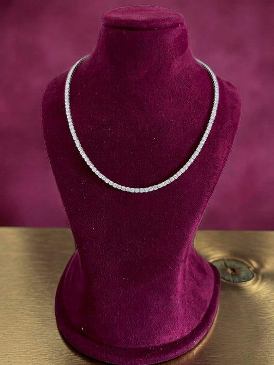 2.50 MM Size Lab Grown Diamond Tennis Necklace 14K Solid Gold