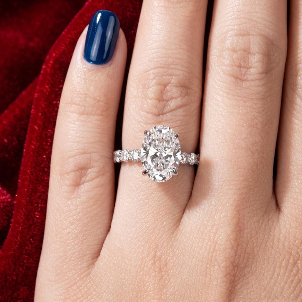 Oval Cut Lab Grown Diamond Engagement Ring