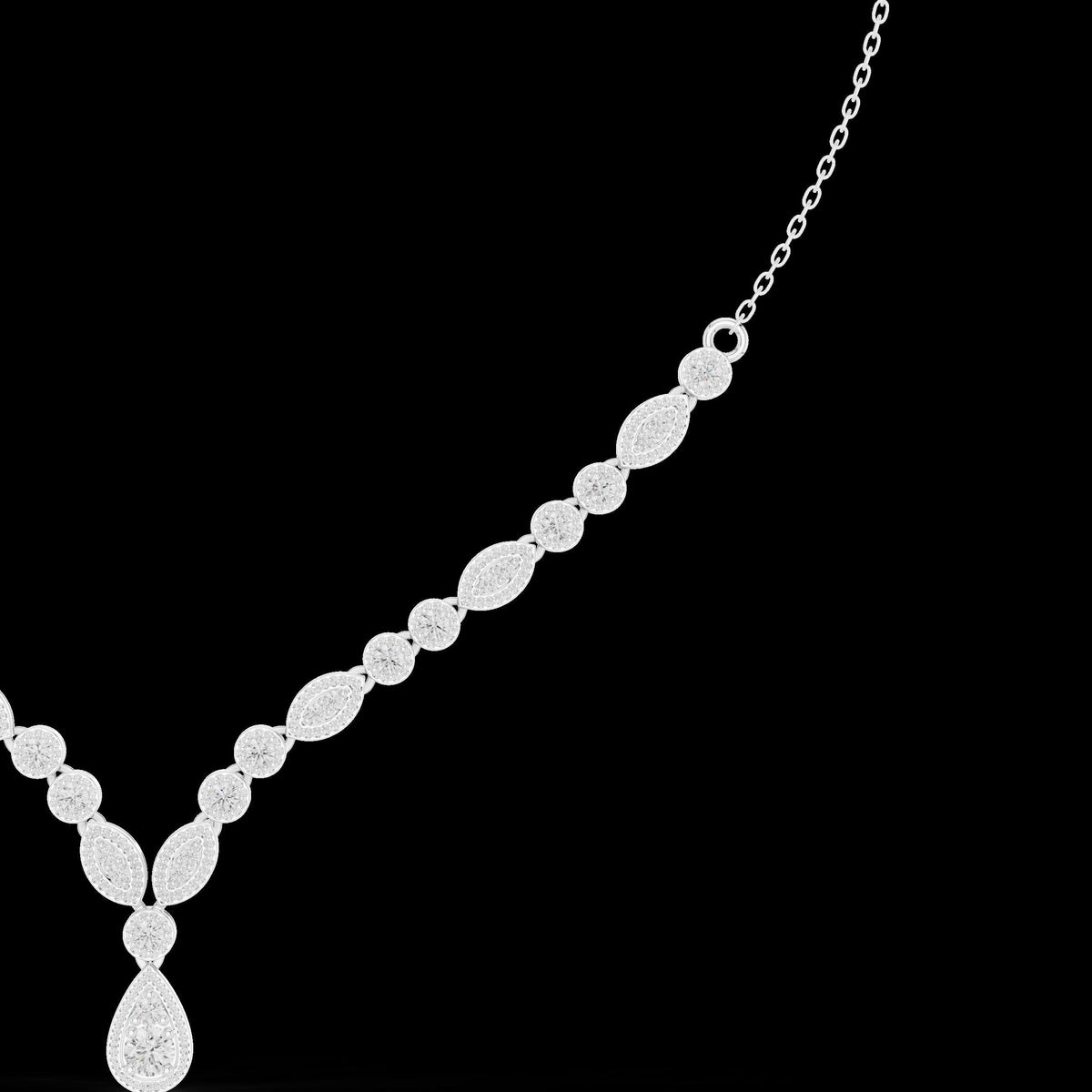 Teardrop Pendant Necklace with Delicate Chain with Round Brilliant Cut
