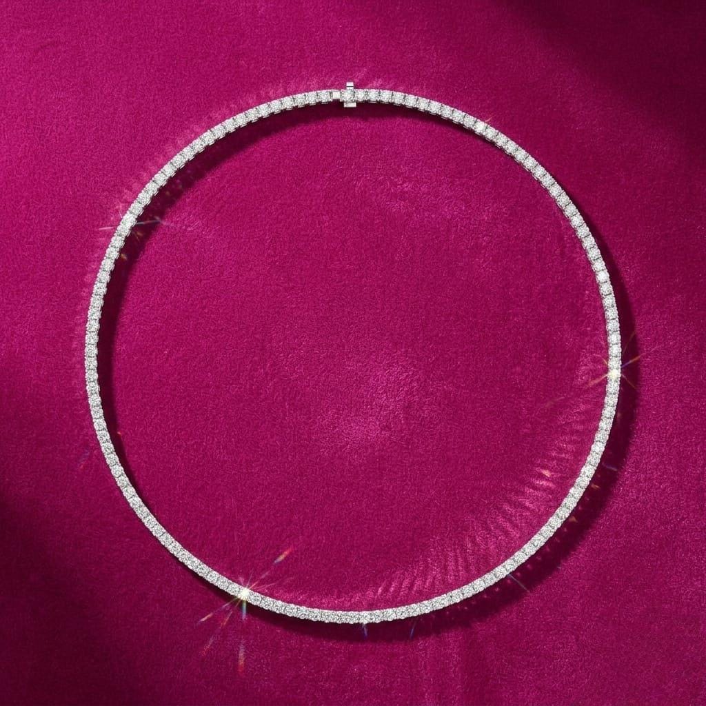 2.50 MM Size Lab Grown Diamond Tennis Necklace 14K Solid Gold