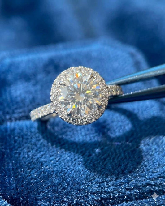 1.60 ctw Halo Lab Grown Diamond Ring, Certified Center Diamond with IGI