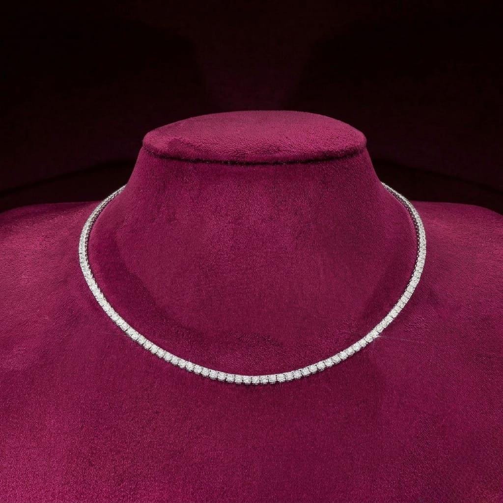 2.50 MM Size Lab Grown Diamond Tennis Necklace 14K Solid Gold