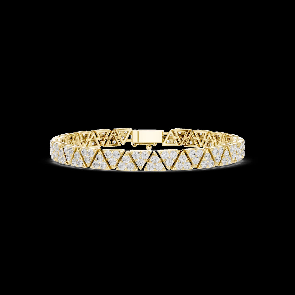 Solid Gold Triangular Link Bracelet Diamond Accent