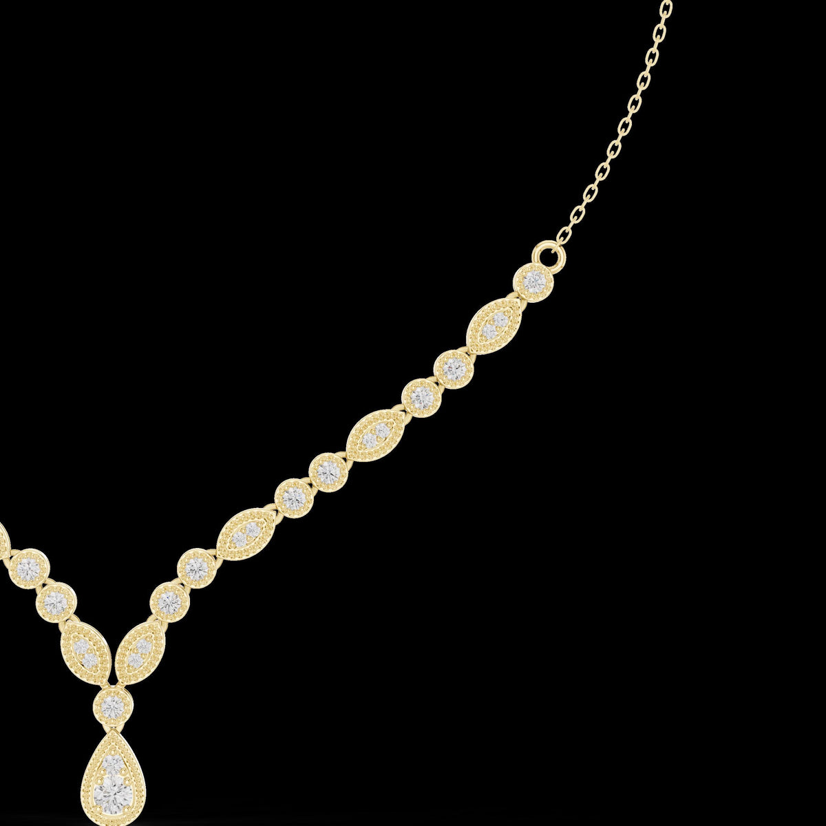 Teardrop Pendant Necklace with Delicate Chain with Round Brilliant Cut