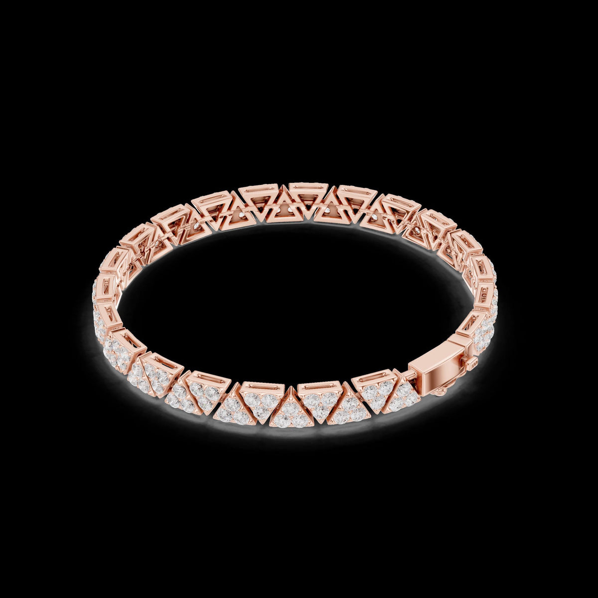 Solid Gold Triangular Link Bracelet Diamond Accent