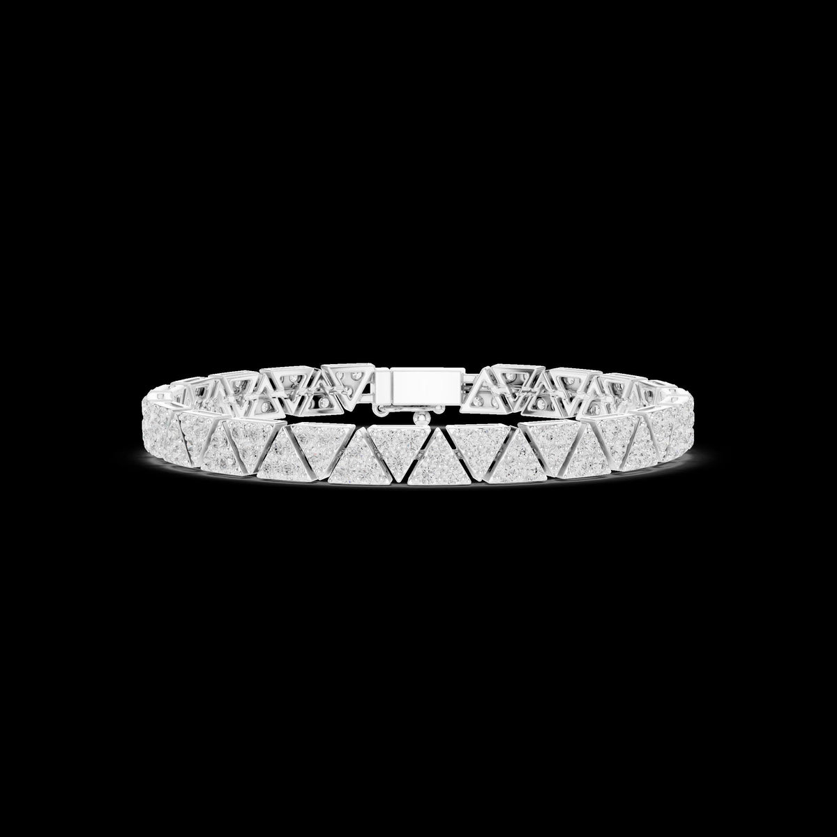 Solid Gold Triangular Link Bracelet Diamond Accent