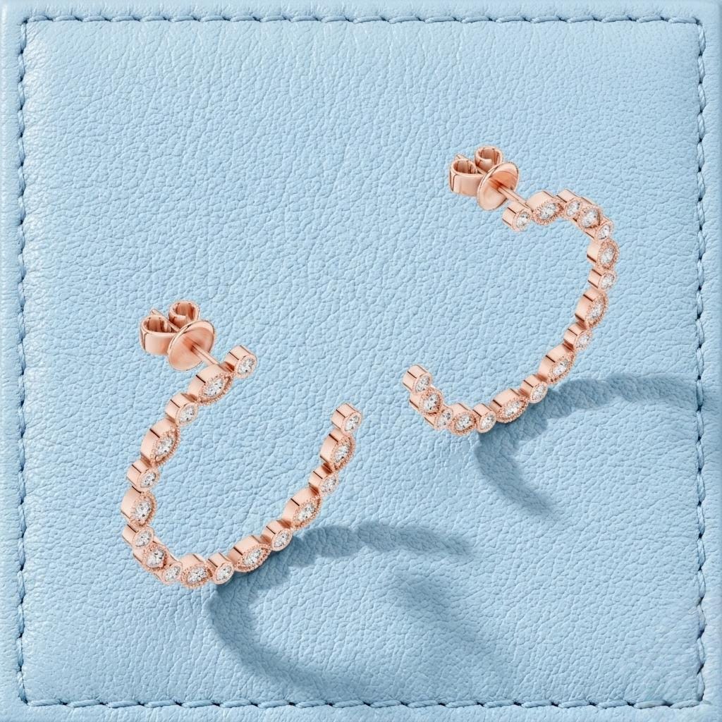 Lab Grown Diamond Hoop Earring with Round Cut Diamond in shape of Marquise.