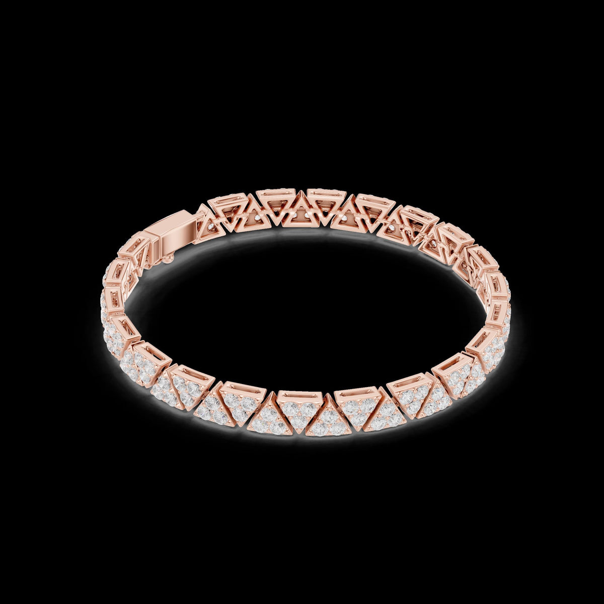Solid Gold Triangular Link Bracelet Diamond Accent