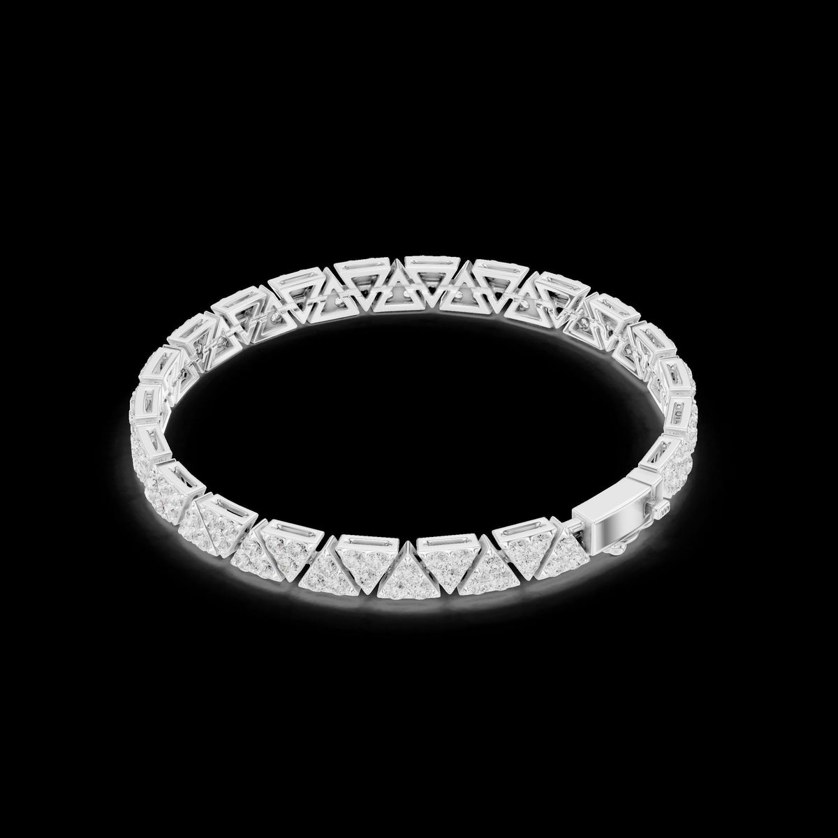 Solid Gold Triangular Link Bracelet Diamond Accent