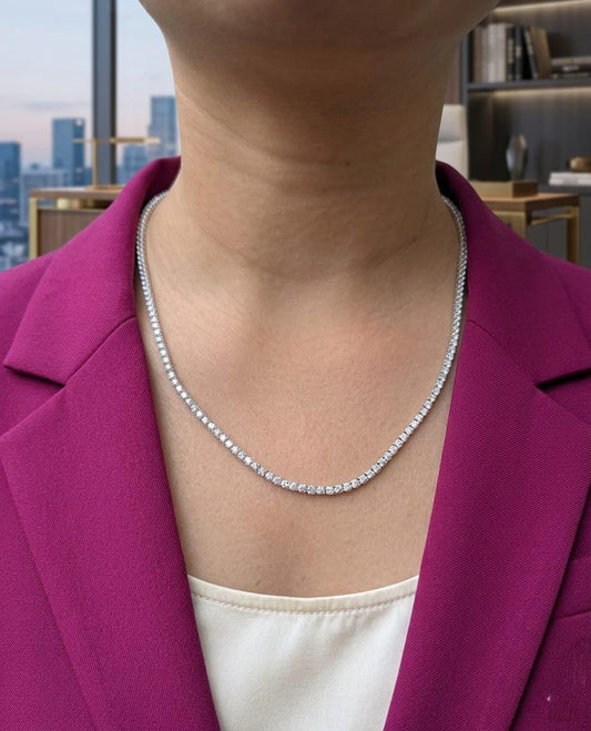 2.50 MM Size Lab Grown Diamond Tennis Necklace 14K Solid Gold